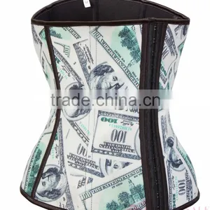 Hot Sale Plus Size Waist Training Steel Boned Latex Corset S--XXL thumbnail-3