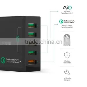 Aukey Quick Charge 2.0 54W 5 Ports USB Desktop Charging Station Wall Charger,EU Plug thumbnail-3