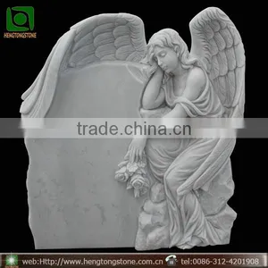 Western Style White Marble Angel Memorial Headstone Design thumbnail-1