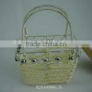 Paper Rope Rectangle Wire Bags Handbags With Metal Handle thumbnail-1