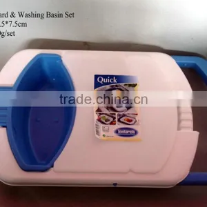 3 in 1 Flexible Plastic Cutting Board With Colander and Washing Basin thumbnail-4
