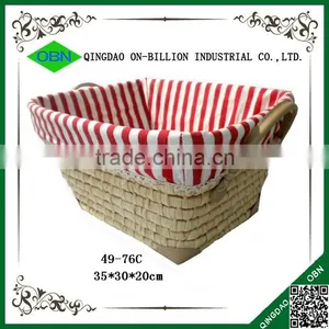 Hand Woven Matural Material Maize Box for Storage With Handles thumbnail-2