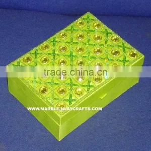 Beaded Zari Embroidery Green Color Box thumbnail-1
