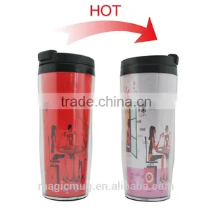 BPA Free Reusable Color Changing Double Wall Insert Plastic Tumbler thumbnail-1