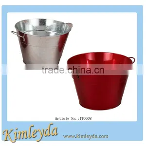 Large Transparent Red Round Cooler Tub Metal Party Tub thumbnail-1