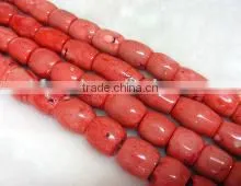 Wholesale 16" 15-20mm Column Shape Red Natural Loose Coral Beads Strand thumbnail-1