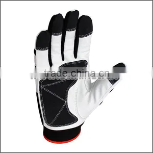 Genuine Deer Skin WHITE/BLACK Mechanics Glove thumbnail-3