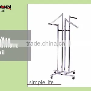 Steel Adjustable Arm Store Fixture Display Stand 4 Way Garment Hanging Rail thumbnail-1