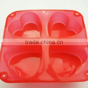 11193 Top Quality Silicone Flexible 4 Cavity Heart Shaped Soap Molds thumbnail-1