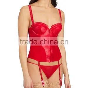 Keepable Open Bust Front Zip Corset With Boning And G-String Lingerie Set thumbnail-2