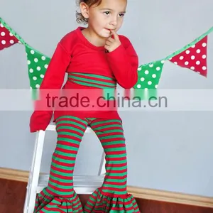 Wholesale Children's Boutique Clothing Christmas Baby Girls Ruffled Christmas Outfits thumbnail-1