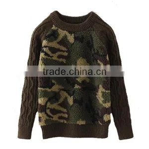 Army Green Round Neck Boys Combat Pullover Sweater thumbnail-1