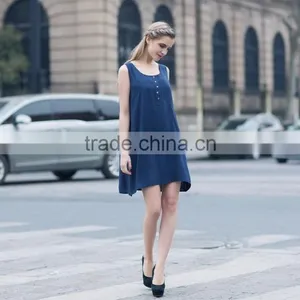 Breathable Ladies's Loose Style Dress for Summer Fashion Scoop Neck Dress Sleeveless Dress Casual Skirt thumbnail-2