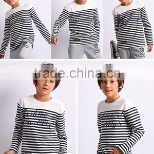Kids Boys Round Collar Stripe High Quality Tshirt thumbnail-3