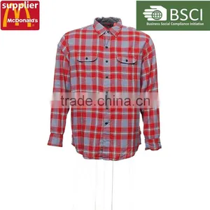 OEM Custom Red Hooded Flannel Shirt With Long Sleeve thumbnail-1