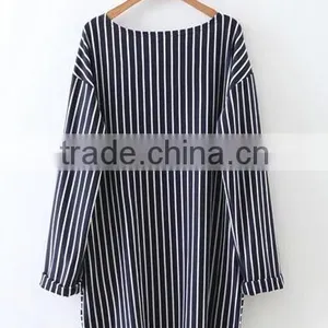 Runwaylover EY2370B Long Style 2017 Ladies Fashion Stripe Loose Blouse thumbnail-6