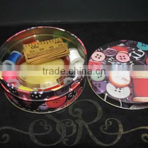 Buttons Tin Filled With Sewing Kit Notions thumbnail-1