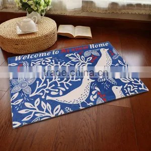 2017 High Quality Lovely Durable Home Bedroom Washable Carpet Bird Pattern Skid Resistance Water Absorption Bathroom Floor Mat thumbnail-2