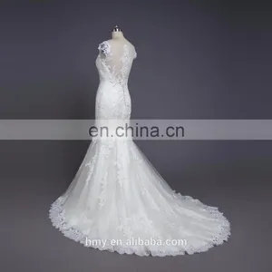 Sleeveless Beaded Trumpet White Bridal Dresses for Weddings thumbnail-3