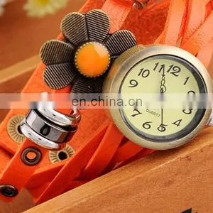 Colorful Retro Vintage Multilayer Faux Leather Strap Women Bracelet Quartz Wrist Watch Ladies Relogio Feminino Clock thumbnail-2