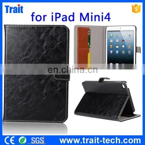 2015 New Arrival Oil Wax Crazy Horse Pattern for IPad Mini 4 Tablet Cover thumbnail-1