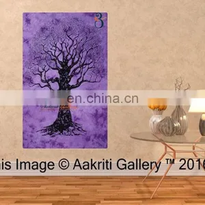 Indian Tapestry Dry Tree Throw Single Purple Color Traditional Boho Tapestry Wall Hanging thumbnail-4