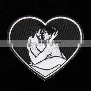Couple Love Embroidery Heart Patch Iron On Back thumbnail-1