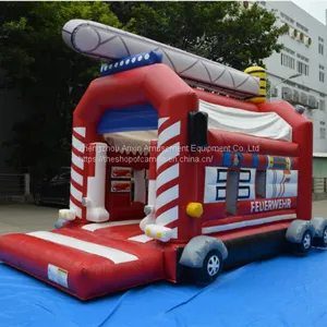 Fire Truck Inflatable Bouncer Castle Toys With Free Air Blowers and Rain Covers thumbnail-2