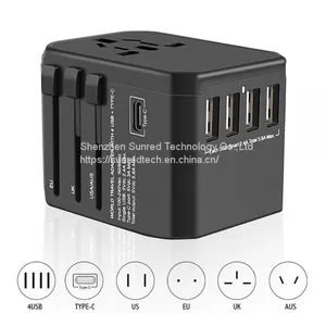 Newest Type C 3.0A Fast USB Chargers 8A Fuse Portable World Travel Adapter 5V Adaptor Multi Plug Outlet thumbnail-5