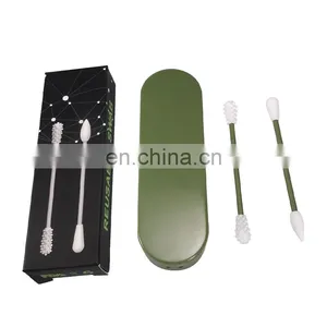 Reusable Cotton Swab Ear Cleaning Cosmetic Silicone Buds Swabs Double-headed Silicone Using Cotton Ear Stick thumbnail-5