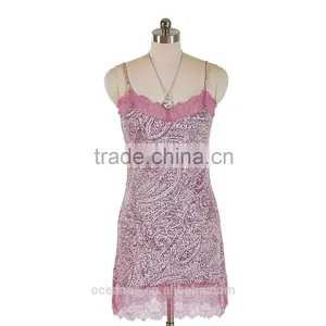 100% Poly Woven Ladies Print Camisole With Lace thumbnail-3