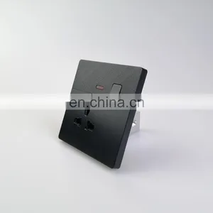 Hot Selling Senior Black Wall Socket Copper Electrical Accessories Power Indicator New Style Double Socket thumbnail-4