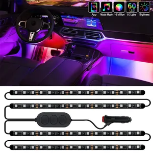 Interior Car LED Lights RGBIC Waterproof 4 Line Design Music APP Control thumbnail-3