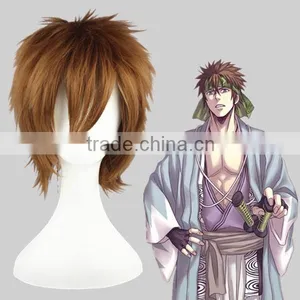High Quality 35cm Short Straight Naruto Wig Sabaku no Gaara Brown Wig Cosplay Synthetic Anime Wig Cosplay Hair Wigs thumbnail-1