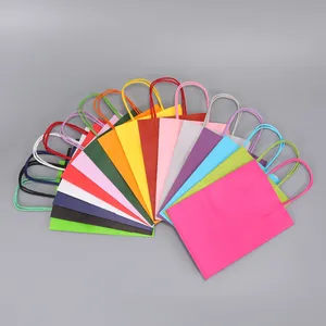 Custom Recyclable Kraft Paper Bag With Your Own Logo, Custom Shopping Paper Bag For Food With Handle thumbnail-1