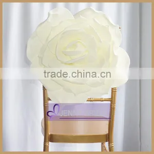 C313A Cheap White Ivory Flower Weeding Banquet Chair Cover thumbnail-2