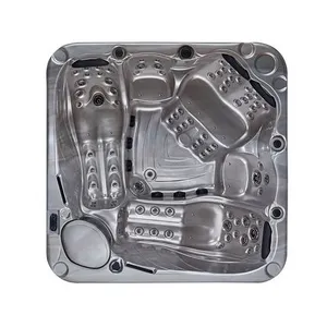 Acrylic Whirlpool Bath With LED Waterfall, Bluetooth Speaker Pillow Massage Bathroom Tub thumbnail-2