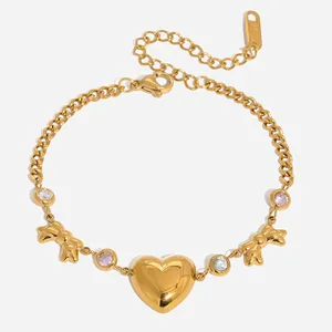 Custom Round Stainless Steel Rhinestone Charm Necklace - 18K Gold Plated Alloy thumbnail-3