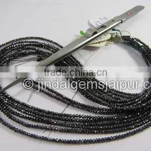 Top Grade AAA Quality Black Diamond Faceted Roundelle Beads 2 To 2.5 MM thumbnail-1