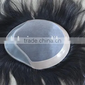 Top Quality 100% Brazilian Human Hair Men's Wig Toupee For Black Men Lace Top Toupee thumbnail-2