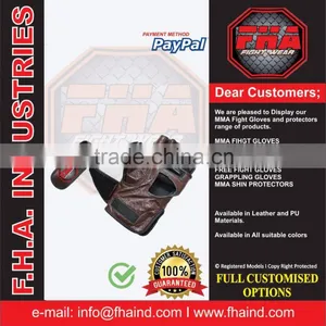 Fight Gear Combatsport MMA Grappling Cage Wrestling UFC Grappling Leather PU Neoprene Free Fighting Gloves by FHA INDUSTRIES thumbnail-2