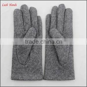 Ladies Cheap Grey Woolen Gloves With Finger Ring thumbnail-4