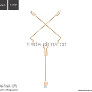 HOCO X2 Knitted Charging Cable for Apple/Android Mobile Phone Micro USB 2in1metal Weave Sync Data Cable for Apple/Android Phone thumbnail-2