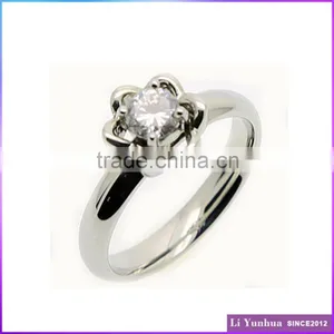 High Quality Lowest Price Stainless Steel Casting Rings With One Big CZ Stone thumbnail-1