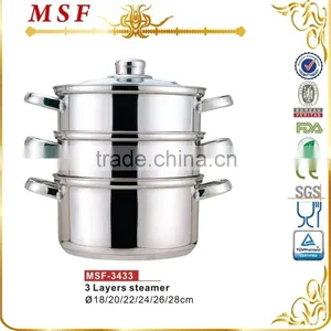 3 Layers Steel Handle Induction Bottom Stainless Steel Steamer Cookware thumbnail-1