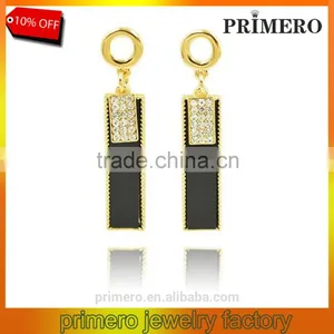 Rolled 18K Gold Plated Enamel Geometric Metal Women Fashion Long Earring thumbnail-1