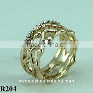 Fashion Rhinestone Ring Ripple Alloy Plated Gold/silver Ring R204 thumbnail-4
