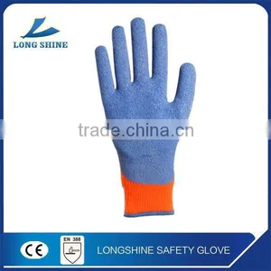 10G Hi-viz Orange Poly/cotton Liner With Blue Latex Coated Safety Working Glove thumbnail-1