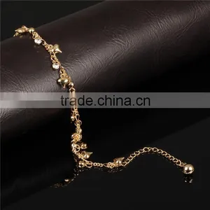 2016 Latest Style Stainless Steel Love&crystal Gold Anklet Designs thumbnail-3