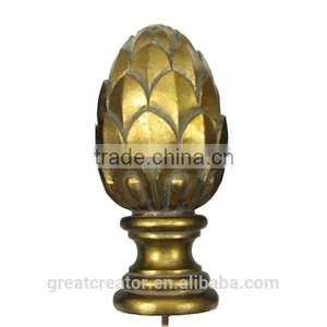 Antique Gold Leaf Large Artichoke Finial thumbnail-1